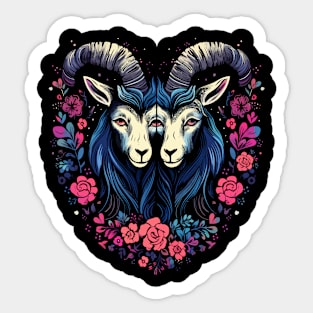 Goat Couple Valentine Sticker